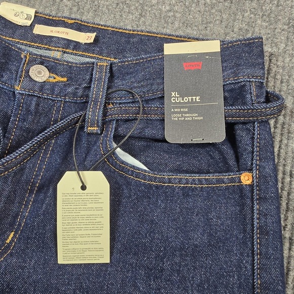 Levis XL Culotte Jeans Womens 27 Dark Wash Wide Leg Cropped 100% Cotton NEW - Picture 3 of 16